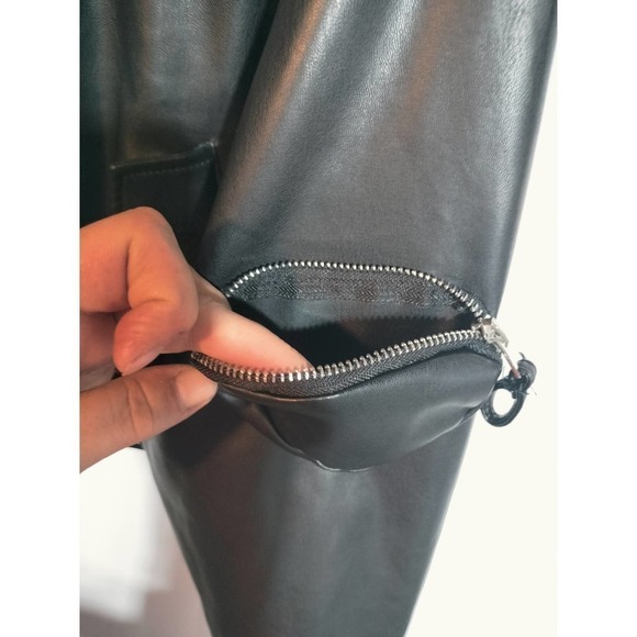 Forever 21 Black Faux Vegan Leather Crop Utility Coat Woman Size Medium - Picture 4 of 7